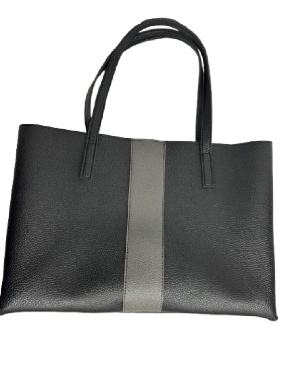 Vince Camuto Black Tote with Gray Center Stripe